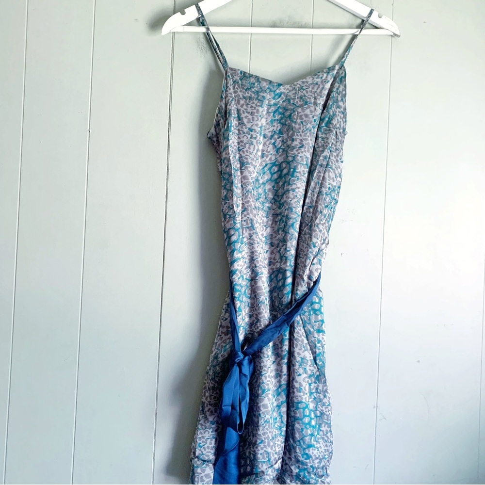 NAKED ZEBRA Satin Tea Mini 90s Slip Dress Animal Print M